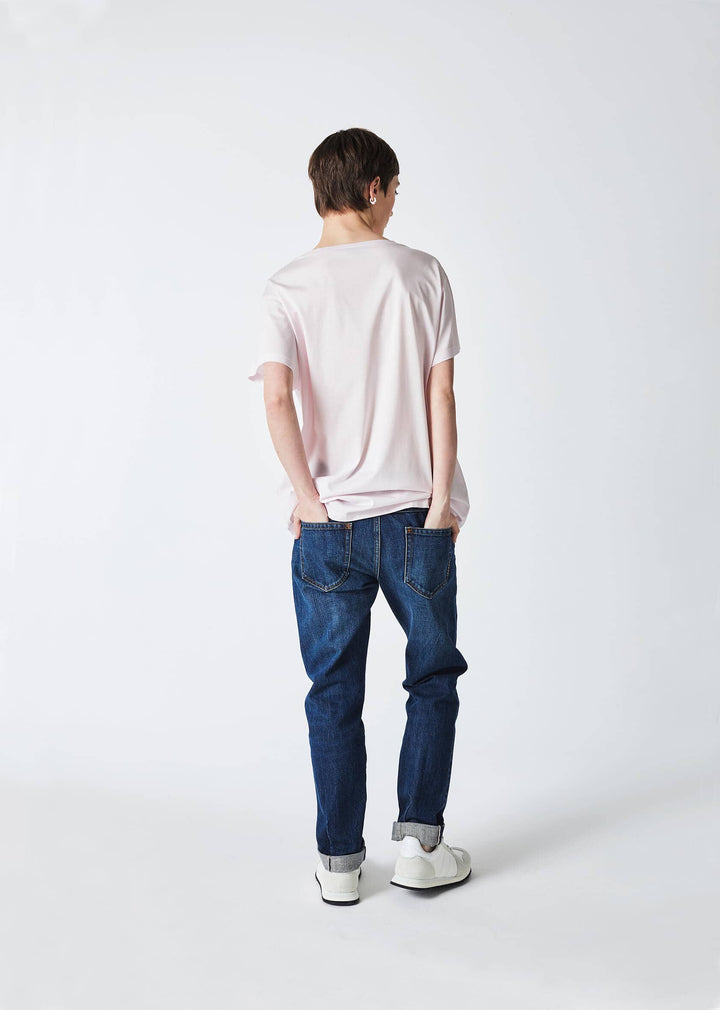pale pink short sleeved origami top with original artistic design